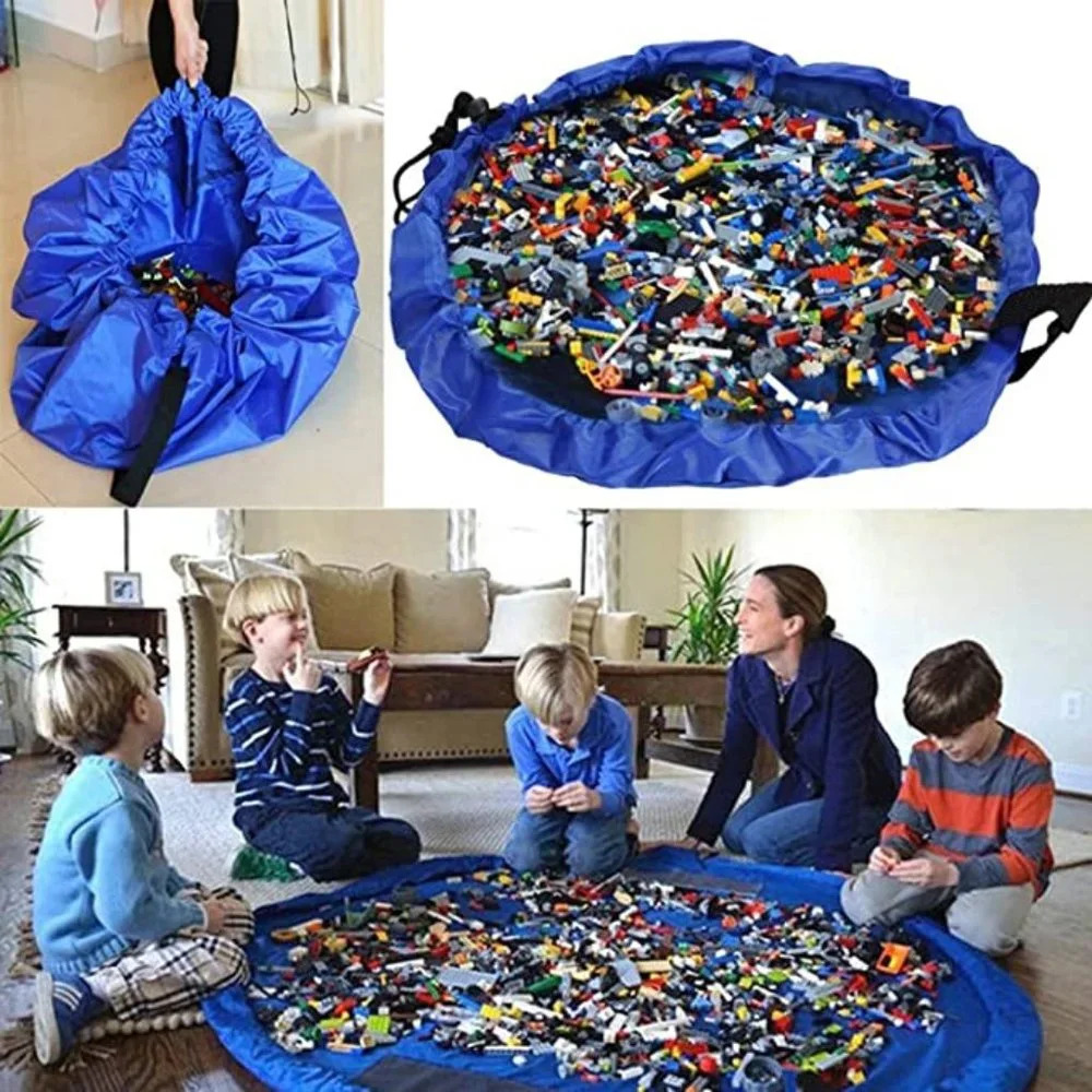 Toy Storage Bag Mat Foldable Rug Portable Organizer Toys Kids Play Mat